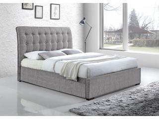 4ft6 Double Hamilton Linen Fabric Upholstered Bed Frame. Light Grey